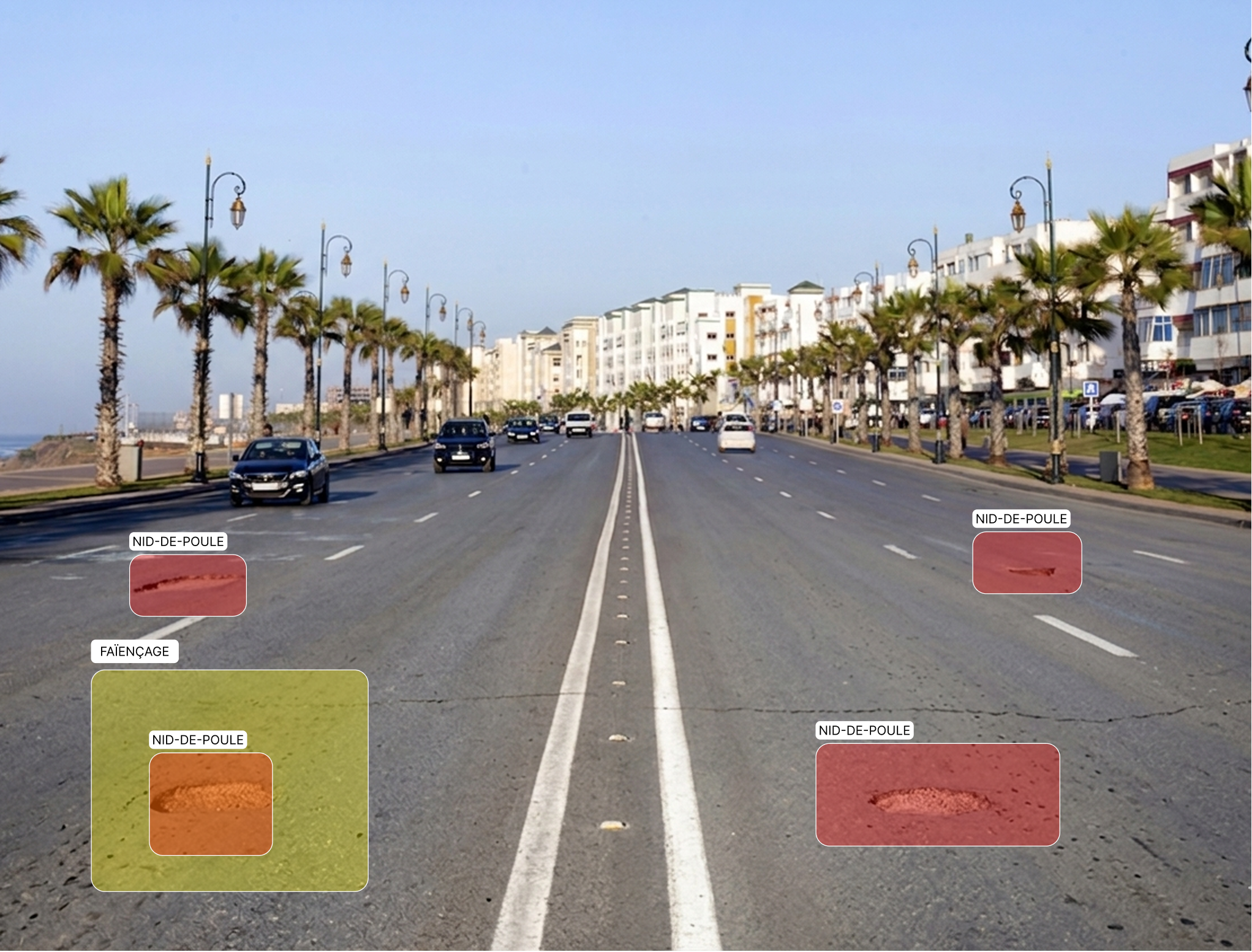 Road, with AI detections